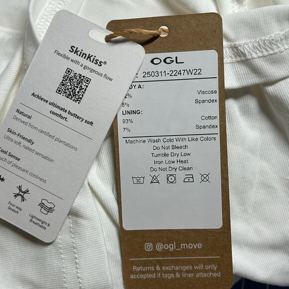 OGL Women's Criss Cross Off Shoulder Slim New Airy Brami Top Pure White XL New - Picture 9 of 9